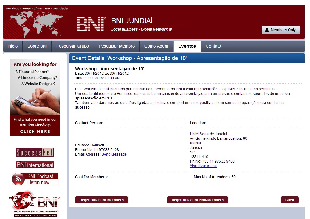 Apresentações Corporativas no BNI Jundiaí